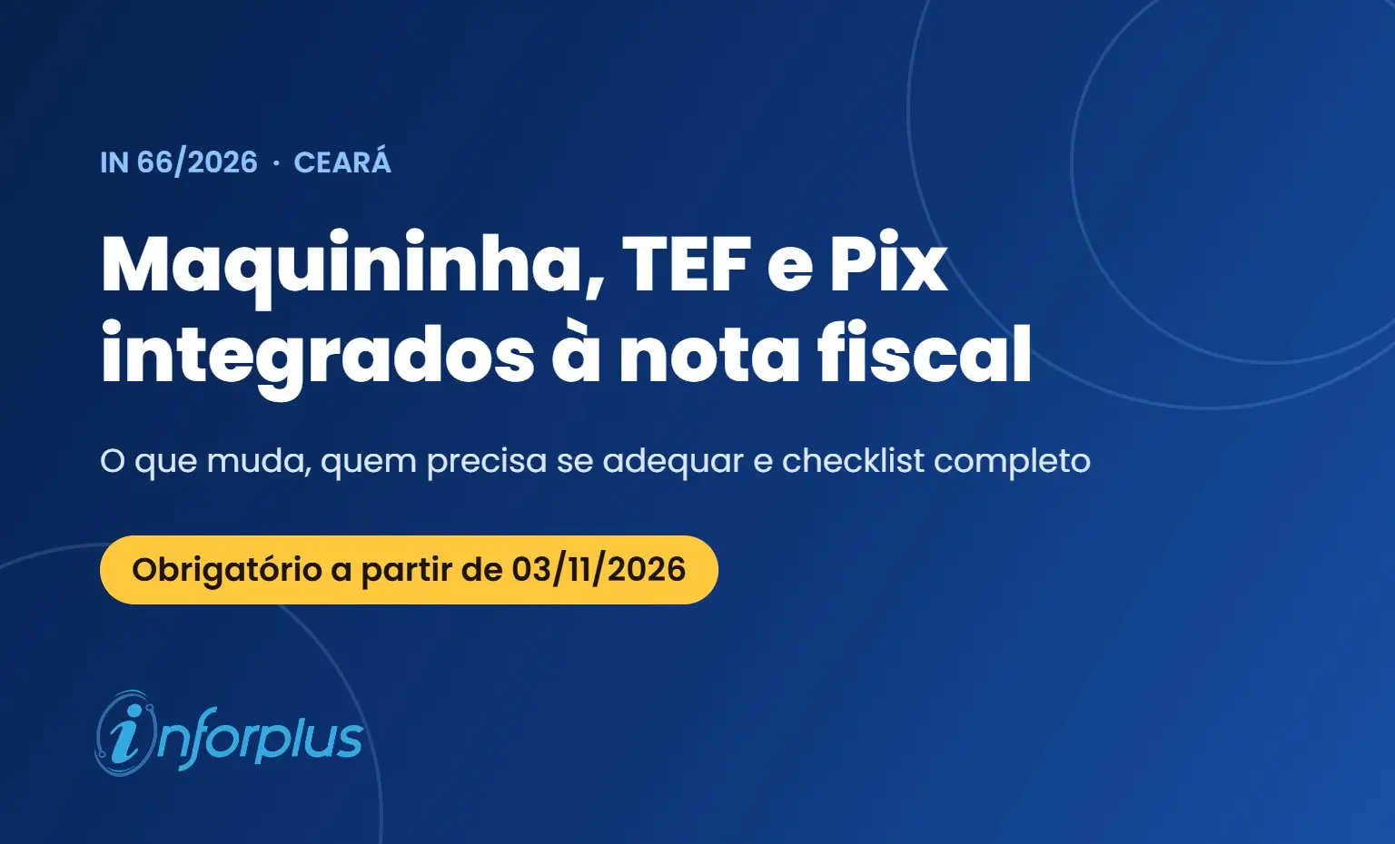 Capa do artigo sobre a IN 66/2026: maquininha, TEF e Pix integrados à nota fiscal